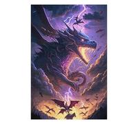 75x50cm/1000pcs Puzzle pour Adolescents Dragon Storm Fantasy Artwork Puzzle pour Adultes Jeux Relaxants Cadeaux pour Femmes Cadeaux Uniques pour Anniversaire Et Noël 75x50cm/1000pcs