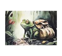 75x50cm/1000pcs Puzzle pour Adolescents Journey Begins Frog with Backpack Puzzle pour Adultes - Jouet Anti-Stress - Cadeau Souvenir pour Les Amis Et La Famille 75x50cm/1000pcs