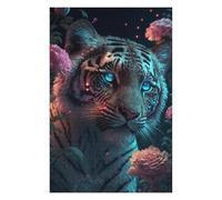 75x50cm/1000pcs Puzzle pour Adolescents Neon Tiger in Flowers Puzzle pour Adultes - Jeux De Construction - Analyse Et Logique - Interaction Parent-Enfant 75x50cm/1000pcs