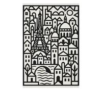 75x50cm/1000pcs Puzzle pour Adolescents Paris Cityscape Black and White Illustration Puzzle pour Adultes Jeux Relaxants Cadeaux pour Femmes Cadeaux Uniques pour Anniversaire Et Noël 75x50cm/1000pcs