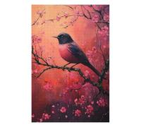 75x50cm/1000pcs Puzzle pour Adolescents Pink Bird on Cherry Blossom Branch Puzzles pour Adolescents : Jeux Amusants, Passe-Temps Stimulant À Compléter