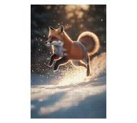 75x50cm/1000pcs Puzzle pour Adolescents Red Fox Leaping in Snow Puzzle pour Adultes - Jeu Pratique D'analyse Et De Logique - Cadeaux De Noël Et d'anniversaire 75x50cm/1000pcs