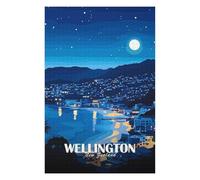 75x50cm/1000pcs Puzzle pour Adolescents Wellington New Zealand Night Cityscape Jeu De Puzzle pour Adultes : Casse-tête Amusant Et Humoristique, pour Les Amis Et La Famille 75x50cm/1000pcs