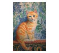 75x50cm/1000pcs Puzzle pour Adolescents Whimsical Orange Kitten Painting Puzzle pour Adultes Jeux Relaxants Cadeaux pour Femmes Cadeaux Uniques pour Anniversaire Et Noël 75x50cm/1000pcs
