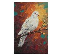 75x50cm/1000pcs Puzzle pour Adolescents White Dove on Branch Oil Painting Puzzles pour Adolescents : Jeux Amusants, Passe-Temps Stimulant À Compléter