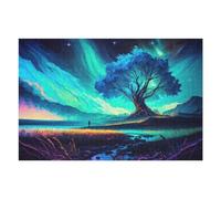 75x50cm/1000pcs Puzzle pour Adultes Enchanted Night Sky with Mystical Tree Puzzles pour Adultes - Jeu Familial - Assemblage De Motifs - Cadeaux Uniques pour Anniversaire Et Noël 75x50cm/1000pcs