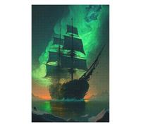 75x50cm/1000pcs Puzzle pour Adultes Ghost Ship Green Puzzle pour Adultes, Jouets À Monter Soi-même, Cadeaux pour Femmes, Idéal pour Toute La Famille 75x50cm/1000pcs