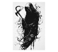 75x50cm/1000pcs Puzzle pour Adultes Grim Reaper with Axe Black and White Puzzle pour Adultes, Jouet, Décoration Murale, Passe-Temps, Interaction Parent-Enfant 75x50cm/1000pcs