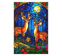 75x50cm/1000pcs Puzzle pour Adultes Stained Glass Deer Jeu Familial De Puzzle pour Adultes - Défi Difficile - Interaction Parent-Enfant 75x50cm/1000pcs