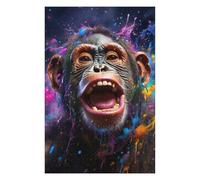 75x50cm/1000pcs Puzzles Chimpanzee in Colorful Paint Splash Puzzle pour Adultes Jeux Relaxants Découpe De Précision Cadeaux Uniques d'anniversaire Et De Noël 75x50cm/1000pcs