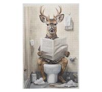 75x50cm/1000pcs Puzzles Deer Newspaper Toilet Puzzle Adulte Jeu Manuel Course De Vitesse Cadeaux Uniques pour Anniversaire Et Noël 75x50cm/1000pcs