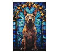 75x50cm/1000pcs Puzzles pour Adolescentes Pit Bull Dog Stained Glass Jeu De Puzzle Et Casse-tête pour Adultes - Cadeaux pour Femmes (Anniversaire, Noël) 75x50cm/1000pcs