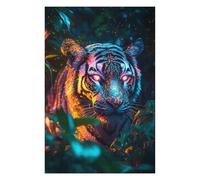 75x50cm/1000pcs Puzzles pour Adolescentes Tiger in Neon Jungle Jeu De Puzzle Et Casse-tête pour Adultes - Cadeaux pour Femmes (Anniversaire, Noël) 75x50cm/1000pcs