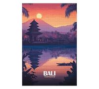 75x50cm/1000pcs Puzzles pour Adolescents Bali, Indonesia Sunset Illustration Puzzles pour Adultes Jeux Amusants Vacances À La Maison Passer Le Temps Défi À Compléter 75x50cm/1000pcs
