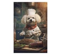 75x50cm/1000pcs Puzzles pour Adolescents Bichon Frise Chef Casse-têtes pour Adolescents - Jeu De Réflexion - Cadeau d'anniversaire - Activités Amusantes À La Maison 75x50cm/1000pcs