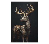 75x50cm/1000pcs Puzzles pour Adolescents Black and Gold Deer Puzzles Jeux Amusants Découpe De Précision Cadeaux Uniques pour Anniversaire Et Noël 75x50cm/1000pcs
