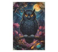 75x50cm/1000pcs Puzzles pour Adolescents Black Owl Under Full Moon Puzzle Mural, Jouet, Décoration, Défi Difficile, Cadeau Anti-Stress 75x50cm/1000pcs