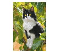 75x50cm/1000pcs Puzzles pour Adolescents Black & White Cat in Apple Tree Puzzles pour Adultes : Jeux Relaxants, Défis Difficiles, Cadeaux Et Anniversaires Uniques 75x50cm/1000pcs