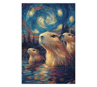 75x50cm/1000pcs Puzzles pour Adolescents Capybara Under Starry Night Puzzle pour Adultes - Jeu Manuel - Décoration Parfaite - Difficile Et Stimulant 75x50cm/1000pcs