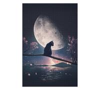 75x50cm/1000pcs Puzzles pour Adolescents Cat, Moon and Stars Puzzle pour Adultes, Jeu De Réflexion, Cadeau pour Femmes, Défi Éducatif 75x50cm/1000pcs