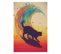 75x50cm/1000pcs Puzzles pour Adolescents Cat Pixel Wave Puzzle pour Adultes - Jeu De Réflexion - Anti-Stress - Stimule Le Cerveau
