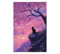 75x50cm/1000pcs Puzzles pour Adolescents Cherry Blossom Cat Sunset-1 Puzzles pour Adultes : Jeux Relaxants, Défis Difficiles, Cadeaux Et Anniversaires Uniques 75x50cm/1000pcs