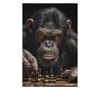 75x50cm/1000pcs Puzzles pour Adolescents Chimpanzee Chess Puzzle pour Adultes - Jeu De Réflexion - Anti-Stress - Stimule Le Cerveau