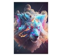 75x50cm/1000pcs Puzzles pour Adolescents Colorful Wolf Portrait -8 Puzzle Mural, Jouet, Décoration, Défi Difficile, Cadeau Anti-Stress 75x50cm/1000pcs