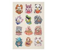 75x50cm/1000pcs Puzzles pour Adolescents Cute Ramen Animals Puzzles pour Adultes : Analyse Et Logique du Jeu Pratique pour Anniversaire, Noël 75x50cm/1000pcs