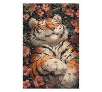 75x50cm/1000pcs Puzzles pour Adolescents Cute Tiger Sleeping Sakura Puzzle pour Adultes - Jeu Manuel - Décoration Parfaite - Difficile Et Stimulant 75x50cm/1000pcs