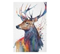 75x50cm/1000pcs Puzzles pour Adolescents Deer in Watercolor Art Puzzle pour Adultes - Jeu De Réflexion - Anti-Stress - Stimule Le Cerveau