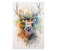 75x50cm/1000pcs Puzzles pour Adolescents Deer Watercolor Puzzle pour Adultes - Jeu De Réflexion - Anti-Stress - Stimule Le Cerveau