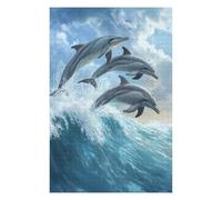 75x50cm/1000pcs Puzzles pour Adolescents Dolphins Leaping Wave Puzzles pour Adultes - Jeu De Réflexion - Décoration Intérieure - Difficile Et Stimulant 75x50cm/1000pcs