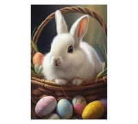 75x50cm/1000pcs Puzzles pour Adolescents Easter Basket with Bunny Casse-têtes pour Adolescents - Jeu De Réflexion - Cadeau d'anniversaire - Activités Amusantes À La Maison 75x50cm/1000pcs
