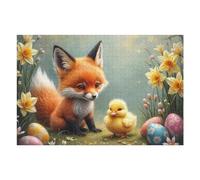 75x50cm/1000pcs Puzzles pour Adolescents Easter Fox and Chick Puzzles pour Adultes : Jeux Relaxants, Défis Difficiles, Cadeaux Et Anniversaires Uniques 75x50cm/1000pcs