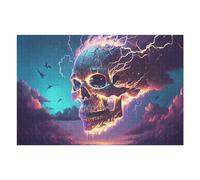 75x50cm/1000pcs Puzzles pour Adolescents Electric Skull Sky Artwork Jeu De Puzzle Et De Réflexion, Cadeaux pour Femmes, À Offrir À Toute La Famille 75x50cm/1000pcs