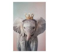 75x50cm/1000pcs Puzzles pour Adolescents Elephant Pastel Crown Puzzle Mural, Jouet, Décoration, Défi Difficile, Cadeau Anti-Stress 75x50cm/1000pcs