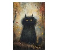 75x50cm/1000pcs Puzzles pour Adolescents Enigmatic Black Cat Puzzles pour Adultes - Jeu Manuel - Assemblage De Motifs - Cadeaux d'anniversaire Uniques 75x50cm/1000pcs