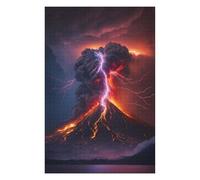 75x50cm/1000pcs Puzzles pour Adolescents Erupting Volcano with Lightning Puzzles pour Adultes : Analyse Et Logique du Jeu Pratique pour Anniversaire, Noël 75x50cm/1000pcs