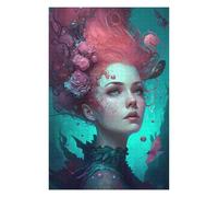 75x50cm/1000pcs Puzzles pour Adolescents Fantasy Portrait with Flowers and Butterflies Puzzle pour Adultes, Jeu De Réflexion, Cadeau pour Femmes, Défi Éducatif 75x50cm/1000pcs