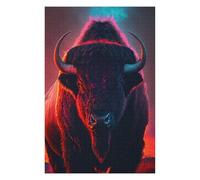 75x50cm/1000pcs Puzzles pour Adolescents Fiery Bison Portrait Puzzle Mural, Jouet, Décoration, Défi Difficile, Cadeau Anti-Stress 75x50cm/1000pcs