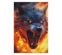 75x50cm/1000pcs Puzzles pour Adolescents Furious Scary Wolf Fire Puzzle Mural, Jouet, Décoration, Défi Difficile, Cadeau Anti-Stress 75x50cm/1000pcs