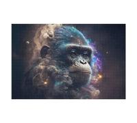 75x50cm/1000pcs Puzzles pour Adolescents Galactic Gorilla Cosmic Chimpanzee Portrait Puzzles pour Adultes Jeux Familiaux Analyse Et Logique Jeux Stimulants Cadeaux 75x50cm/1000pcs