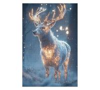 75x50cm/1000pcs Puzzles pour Adolescents Glowing Deer in Winter Forest Puzzles pour Adultes Jeux De Détente Cadeau d'anniversaire Cadeaux Uniques pour Un Anniversaire Et Noël 75x50cm/1000pcs