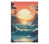 75x50cm/1000pcs Puzzles pour Adolescents Golden Sunset Puzzles Jeux Amusants Découpe De Précision Cadeaux Uniques pour Anniversaire Et Noël 75x50cm/1000pcs
