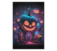 75x50cm/1000pcs Puzzles pour Adolescents Halloween Pumpkin House Puzzles Jeux Amusants Découpe De Précision Cadeaux Uniques pour Anniversaire Et Noël 75x50cm/1000pcs
