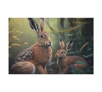 75x50cm/1000pcs Puzzles pour Adolescents Hare with Cub Jeu De Puzzle Et De Réflexion, Cadeaux pour Femmes, À Offrir À Toute La Famille 75x50cm/1000pcs