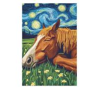 75x50cm/1000pcs Puzzles pour Adolescents Horse in Starry Night Puzzles pour Adultes - Jeu De Réflexion - Décoration Intérieure - Difficile Et Stimulant 75x50cm/1000pcs