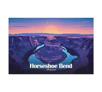 75x50cm/1000pcs Puzzles pour Adolescents Horseshoe Bend Arizona Landscape Illustration Jeu De Puzzle Et De Réflexion, Cadeaux pour Femmes, À Offrir À Toute La Famille 75x50cm/1000pcs