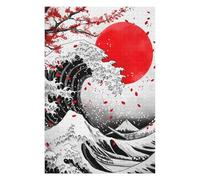 75x50cm/1000pcs Puzzles pour Adolescents Katsushika Hokusai Wave Red Moon Puzzle Anti-Stress - Décoration Idéale pour Un Anniversaire Ou Noël 75x50cm/1000pcs